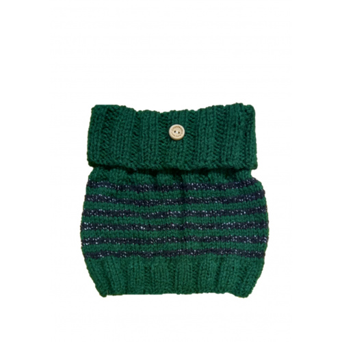 A Hand Knitted Snood - Green and Black Glitter