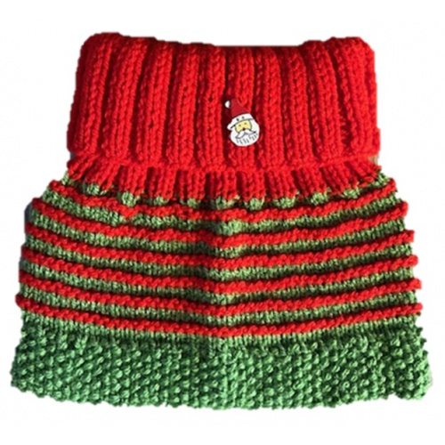 Christmas Hand Knitted Snood with Father Christmas Head Emblem